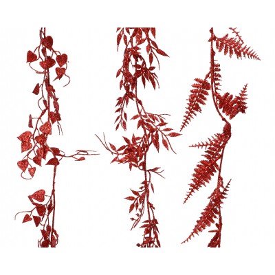 Garland Plastic Glitter Red 