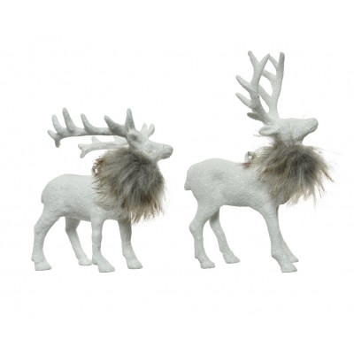 Deer plastic brown fake fur white 