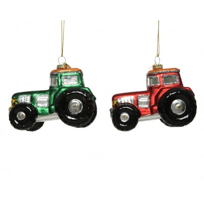 Glass Tractor Bauble