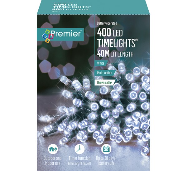 400 MultiAction Battery Operated White LEDs Light With Timer