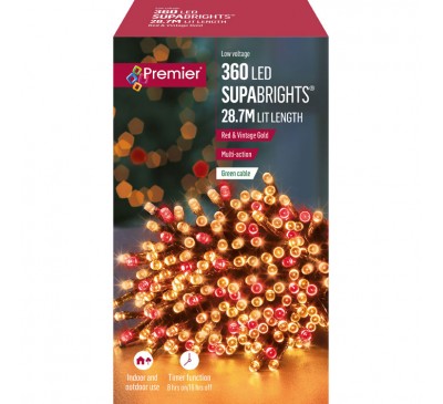 360 Multi-Action LED Supabrights with Timer Red and Vintage Gold 360 Multi-Action LED Supabrights with Timer Red and Vintage Gold