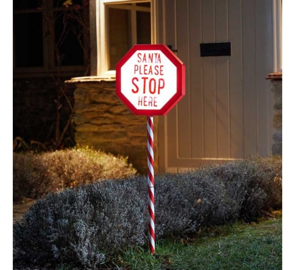 Stop Please Sign In Santa Please Stop Here Sign - Large
